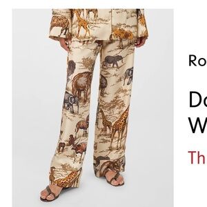 Dora Safari-Print Twill Wide-Leg Pants